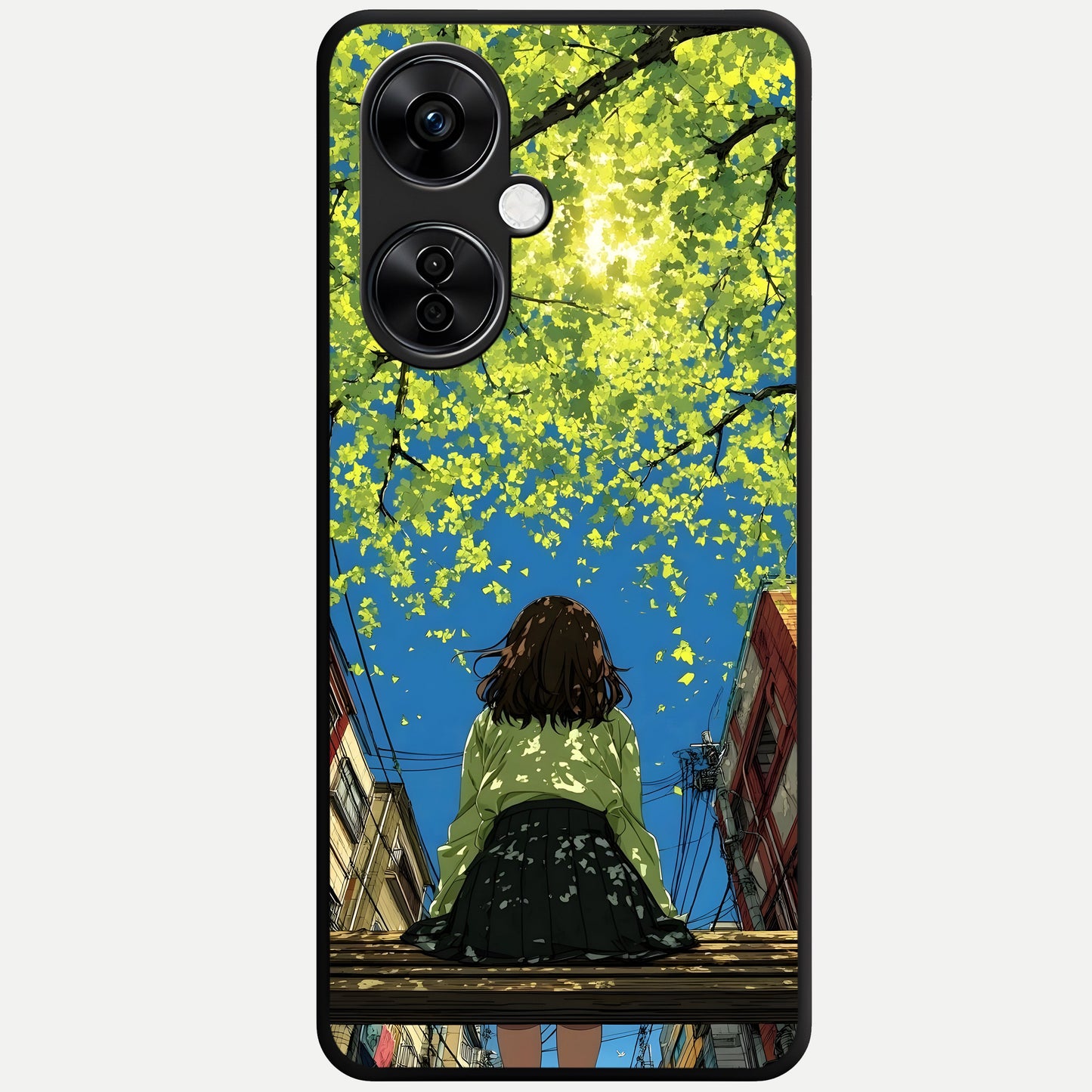  Golden Leaves Glow Glass Case For Oneplus Nord CE3 Lite back cover – full design glossy printed glass finish