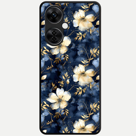  Golden Midnight Bloom Glass Case For Oneplus Nord CE3 Lite back cover – full design glossy printed glass finish