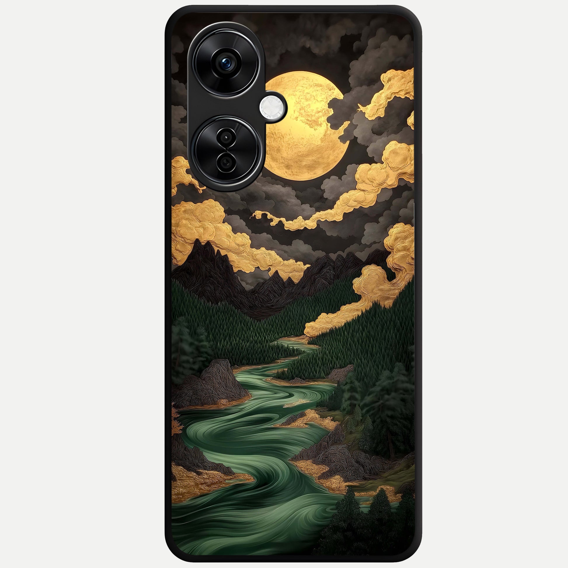  Golden River Moon Glass Case For Oneplus Nord CE3 Lite back cover – full design glossy printed glass finish