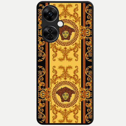  Golden Royal Heritage Glass Case For Oneplus Nord CE3 Lite back cover – full design glossy printed glass finish