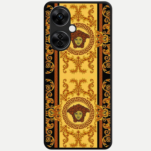  Golden Royal Heritage Glass Case For Oneplus Nord CE3 Lite back cover – full design glossy printed glass finish