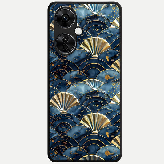  Golden Wave Luxe Glass Case For Oneplus Nord CE3 Lite back cover – full design glossy printed glass finish