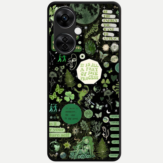  Green Mandala Pattern Glass Case For Oneplus Nord CE3 Lite back cover – full design glossy printed glass finish