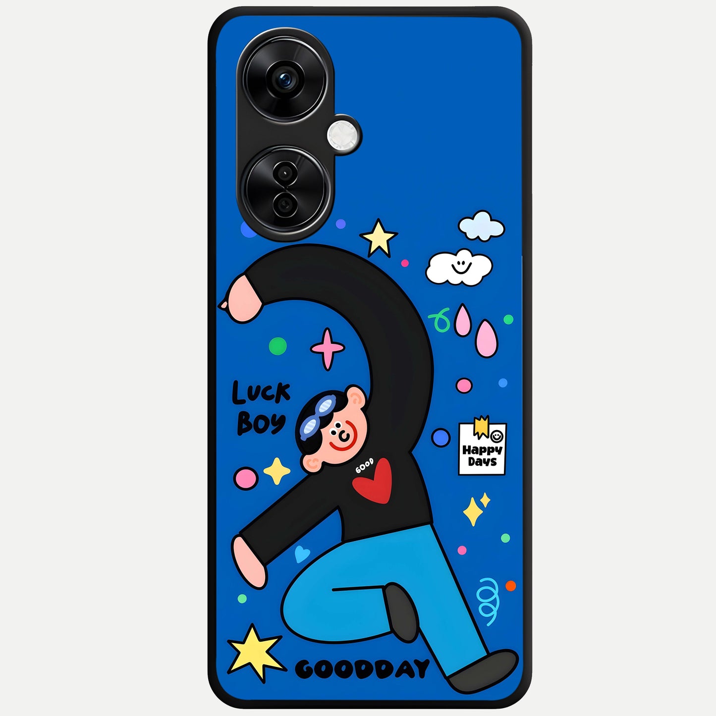  Happy Luck Vibe Glass Case For Oneplus Nord CE3 Lite back cover – full design glossy printed glass finish