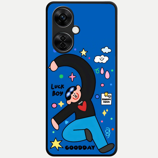  Happy Luck Vibe Glass Case For Oneplus Nord CE3 Lite back cover – full design glossy printed glass finish