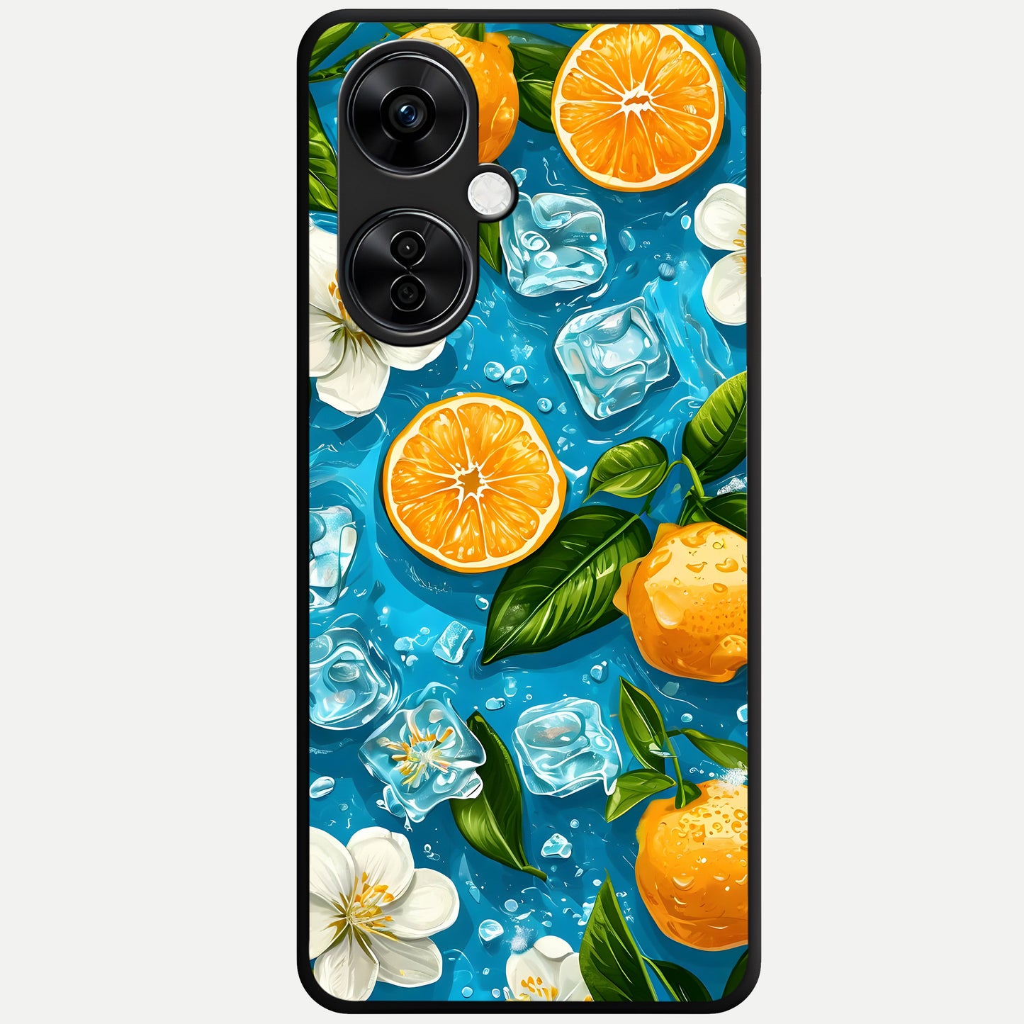  Ice Cube With Orange Glass Case For Oneplus Nord CE3 Lite back cover – full design glossy printed glass finish