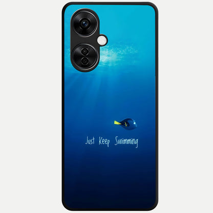  Just Keep Swimming Glass Case For Oneplus Nord CE3 Lite back cover – full design glossy printed glass finish