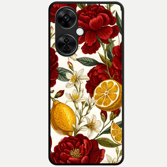  Lemon Rose Charm Glass Case For Oneplus Nord CE3 Lite back cover – full design glossy printed glass finish