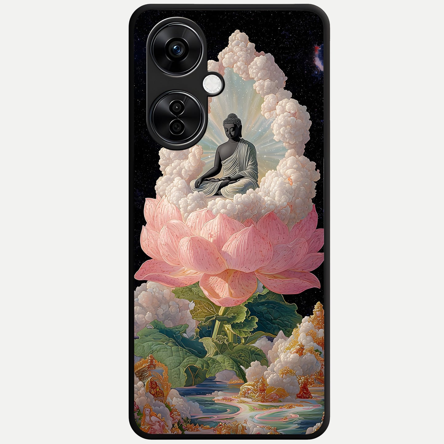  Lotus Divine Peace Glass Case For Oneplus Nord CE3 Lite back cover – full design glossy printed glass finish