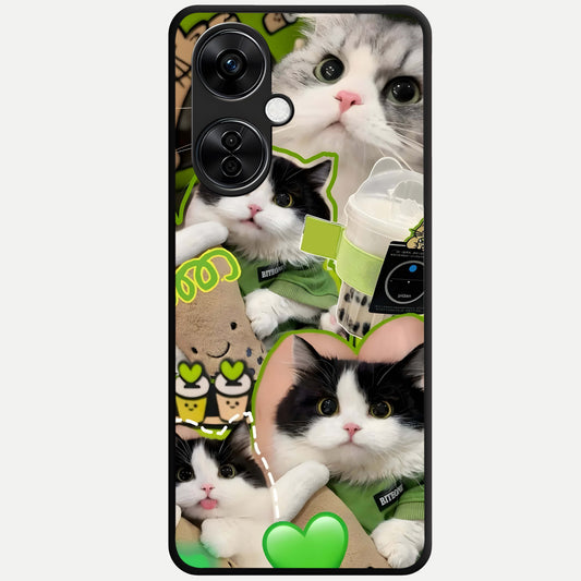  Matcha Cats Mood Glass Case For Oneplus Nord CE3 Lite back cover – full design glossy printed glass finish