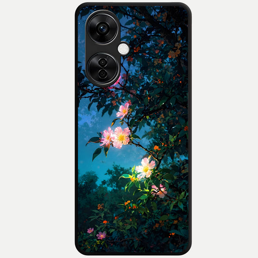  Midnight Bloom Glow Glass Case For Oneplus Nord CE3 Lite back cover – full design glossy printed glass finish