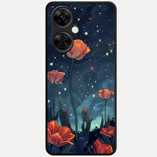  Midnight Tulip Glow Glass Case For Oneplus Nord CE3 Lite back cover – full design glossy printed glass finish