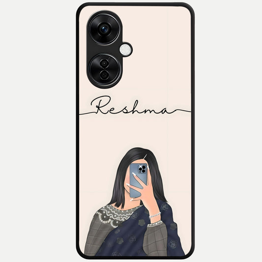  Mirror Mood Muse With Custom Name Glass Case For Oneplus Nord CE3 Lite back cover – full design glossy printed glass finish