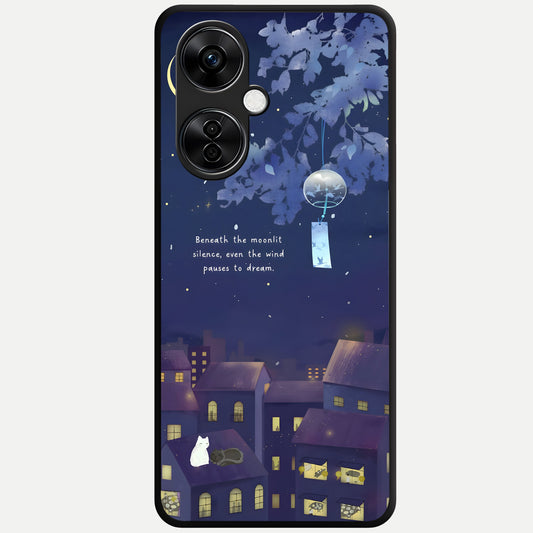  Moonlit Cat Silence Glass Case For Oneplus Nord CE3 Lite back cover – full design glossy printed glass finish
