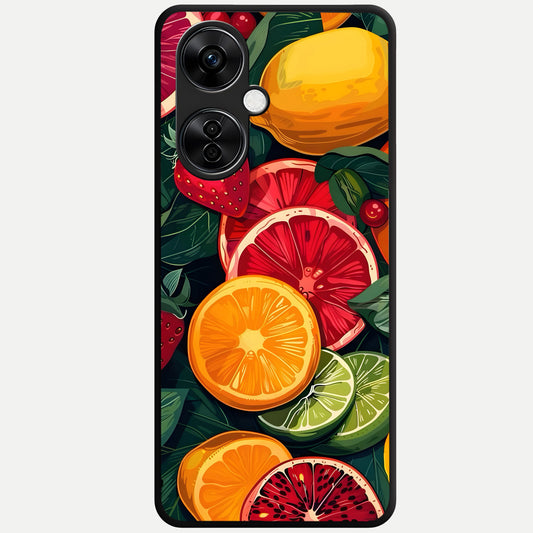  Multiple Fruits Glass Case For Oneplus Nord CE3 Lite back cover – full design glossy printed glass finish
