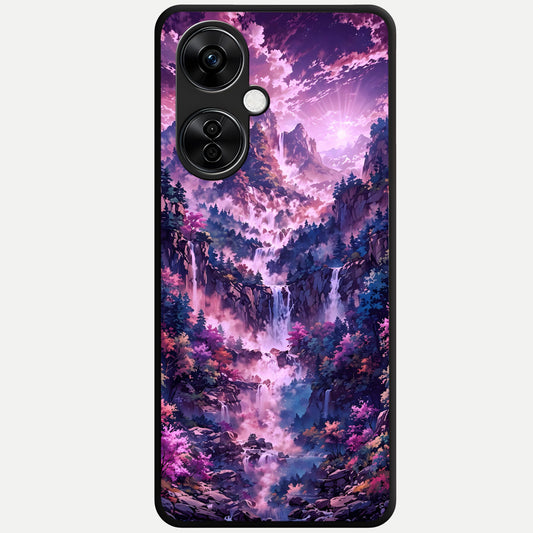  Mystic Cascade Peaks Glass Case For Oneplus Nord CE3 Lite back cover – full design glossy printed glass finish