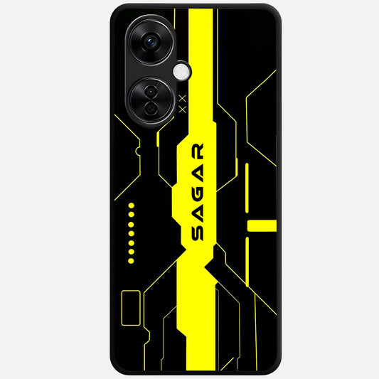  Neon CYBERPUNK Custom Name Glass Case For Oneplus Nord CE3 Lite back cover – full design glossy printed glass finish