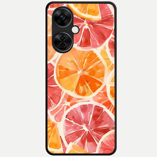 Orange Fruits Pattern Glass Case For Oneplus Nord CE3 Lite back cover – full design glossy printed glass finish