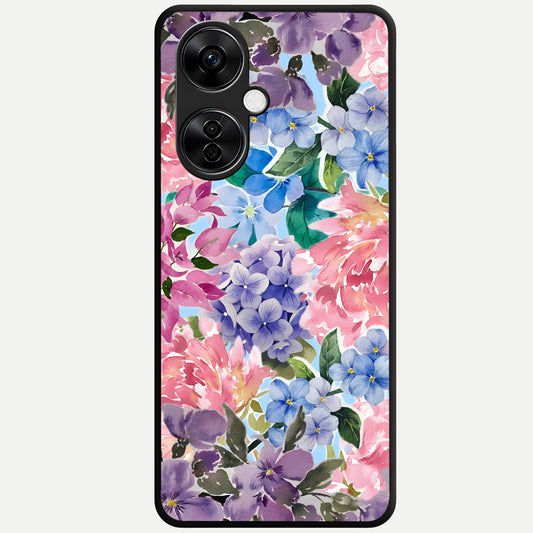  Pastel Floral Mix Glass Case For Oneplus Nord CE3 Lite back cover – full design glossy printed glass finish