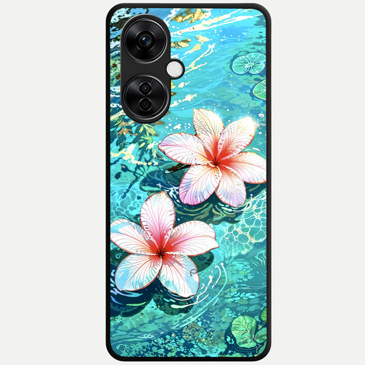  Pink Flowers in Water Glass Case For Oneplus Nord CE3 Lite back cover – full design glossy printed glass finish