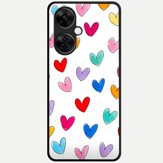  Playful Love Doodles Glass Case For Oneplus Nord CE3 Lite back cover – full design glossy printed glass finish
