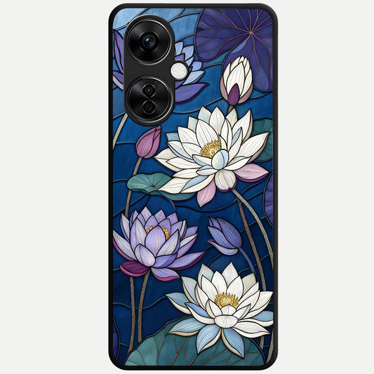  Purple Lotus Stained Glass Case For Oneplus Nord CE3 Lite back cover – full design glossy printed glass finish