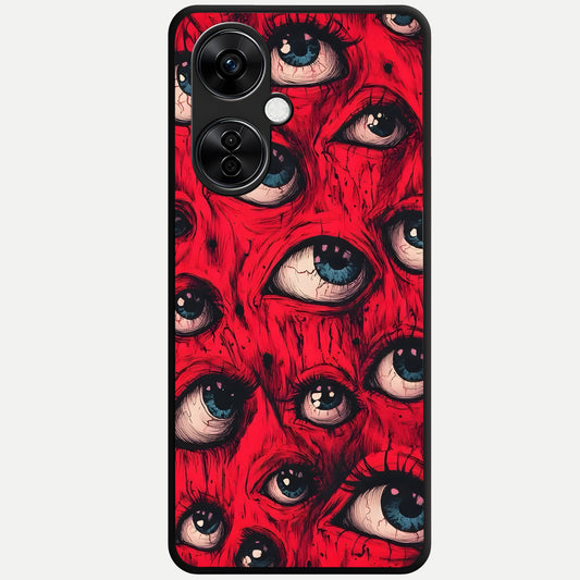  Red Eyes Pattern Glass Case For Oneplus Nord CE3 Lite back cover – full design glossy printed glass finish