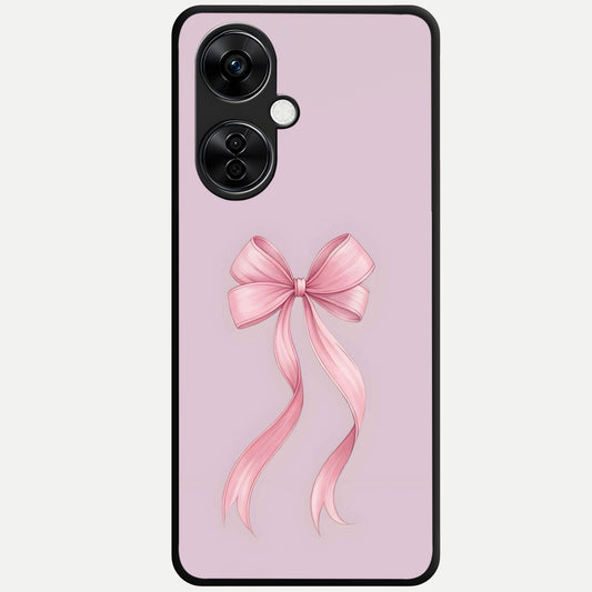  Soft Blush Bow Glass Case For Oneplus Nord CE3 Lite back cover – full design glossy printed glass finish