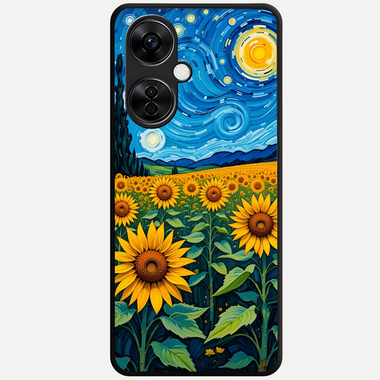  Starry Sunflower Dreams Glass Case For Oneplus Nord CE3 Lite back cover – full design glossy printed glass finish