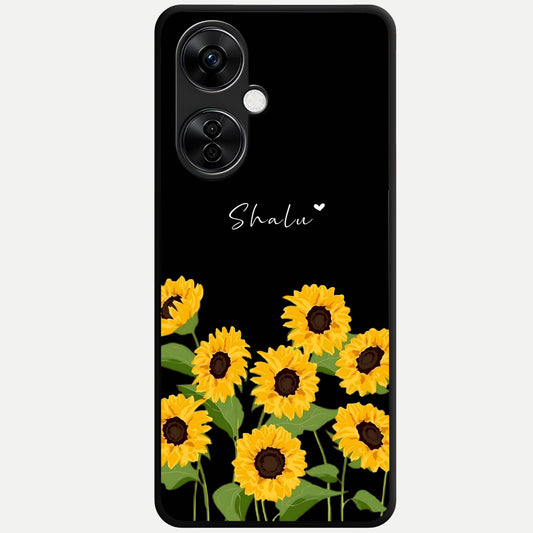  Sunflower Sky Bloom Glass Case For Oneplus Nord CE3 Lite back cover – full design glossy printed glass finish