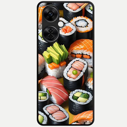  Sushi Food Pattern Glass Case For Oneplus Nord CE3 Lite back cover – full design glossy printed glass finish