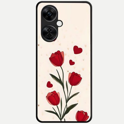  Tulip With Heart Glass Case For Oneplus Nord CE3 Lite back cover – full design glossy printed glass finish