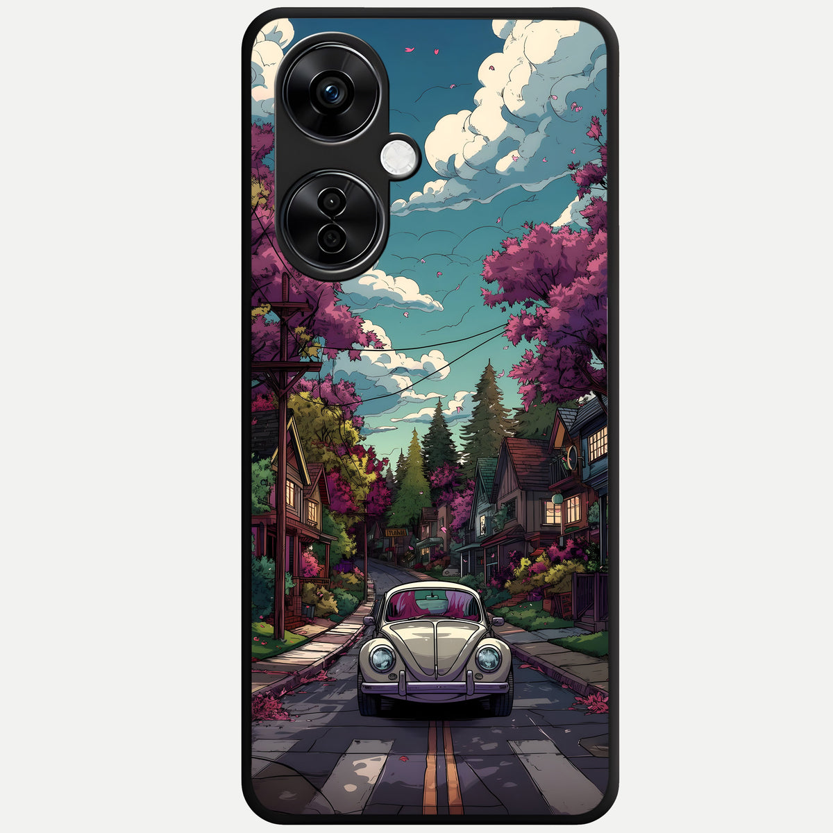  Vintage Street Drive Glass Case For Oneplus Nord CE3 Lite back cover – full design glossy printed glass finish