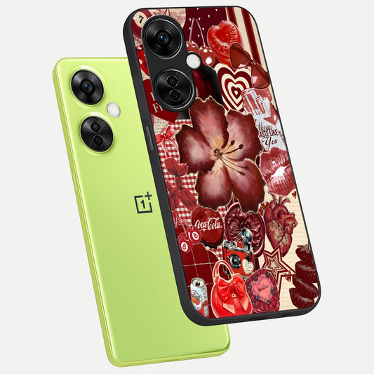  Aesthetic Little Freak phone case For Oneplus Nord CE3 Lite showing premium glass back cover with detailed artwork