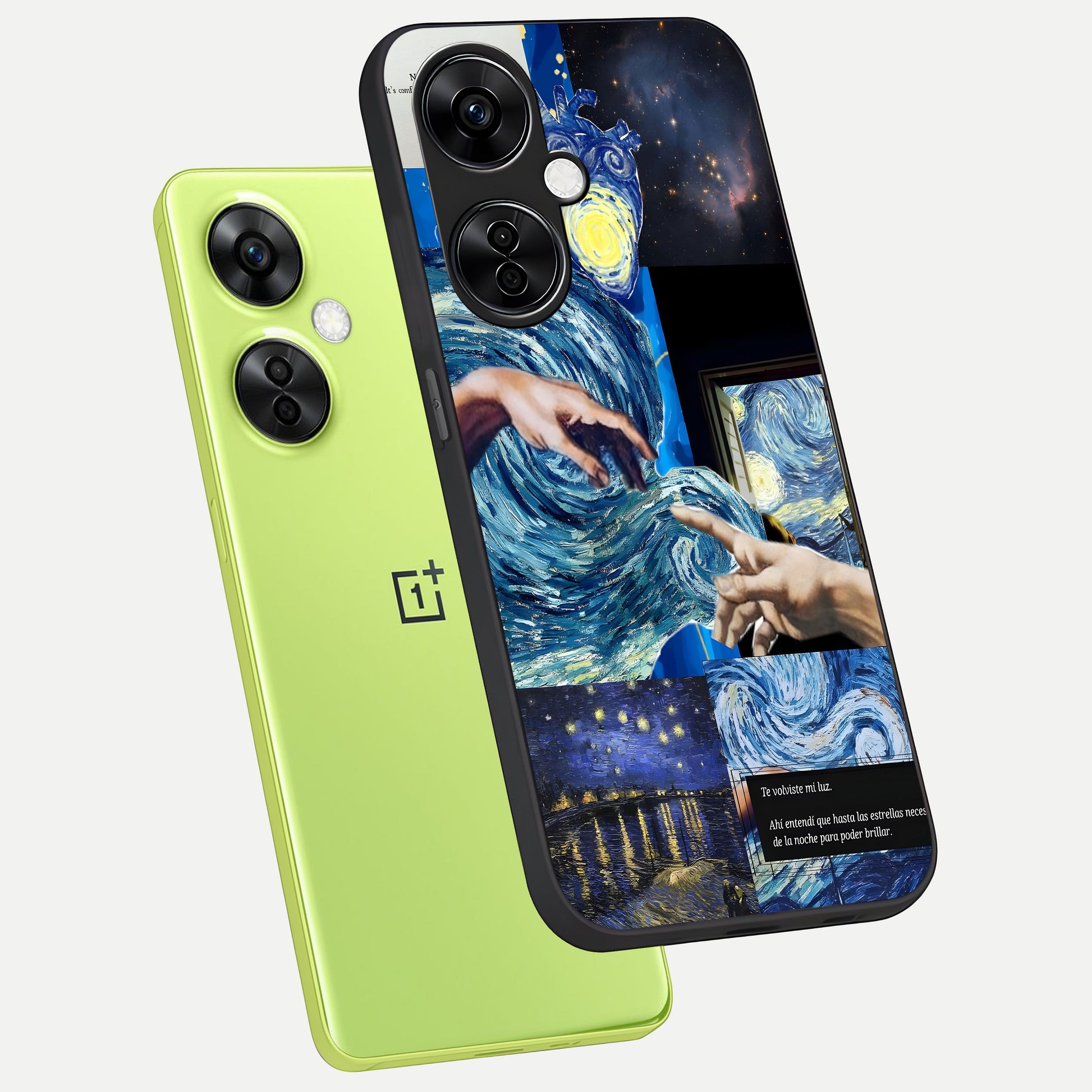  Aesthetic Vando Hands phone case For Oneplus Nord CE3 Lite showing premium glass back cover with detailed artwork