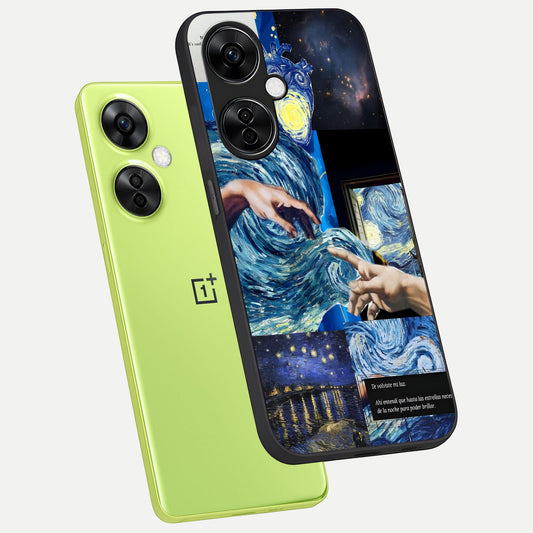  Aesthetic Vando Hands phone case For Oneplus Nord CE3 Lite showing premium glass back cover with detailed artwork