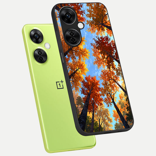  Autumn Sky Rise phone case For Oneplus Nord CE3 Lite showing premium glass back cover with detailed artwork