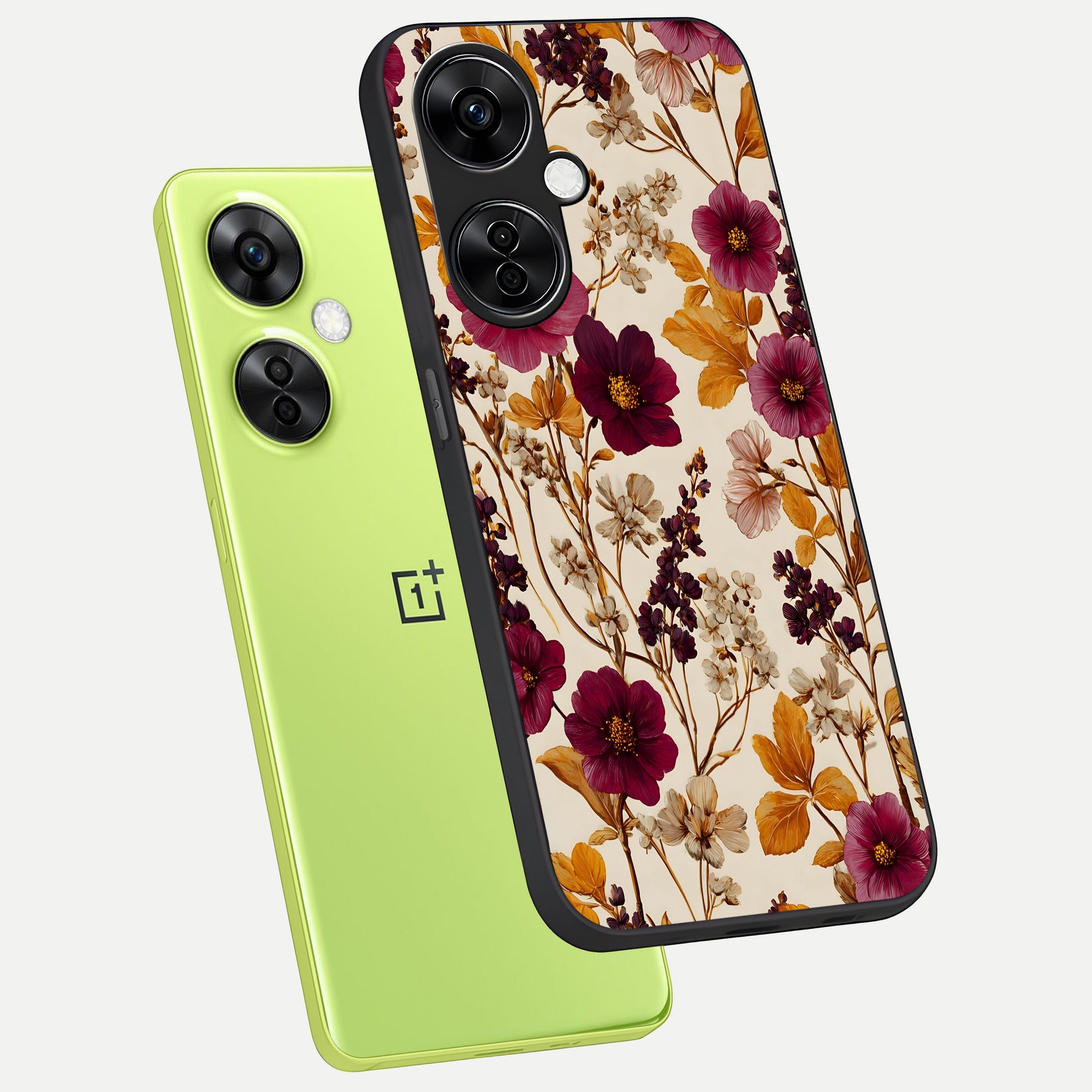  Autumn Wine Bloom phone case For Oneplus Nord CE3 Lite showing premium glass back cover with detailed artwork