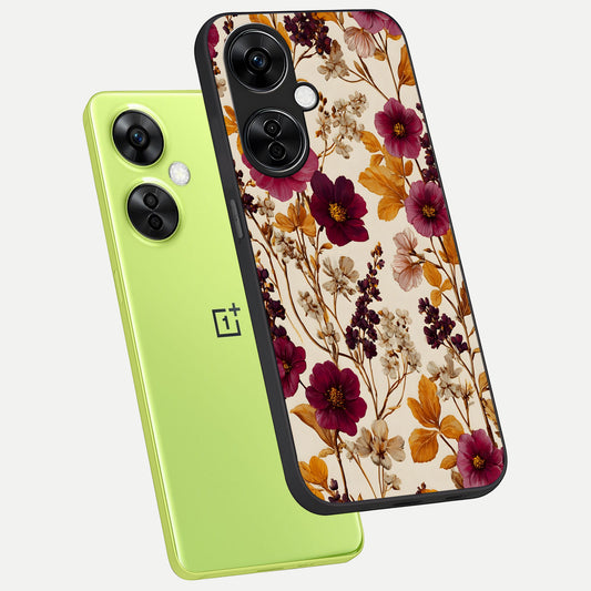  Autumn Wine Bloom phone case For Oneplus Nord CE3 Lite showing premium glass back cover with detailed artwork