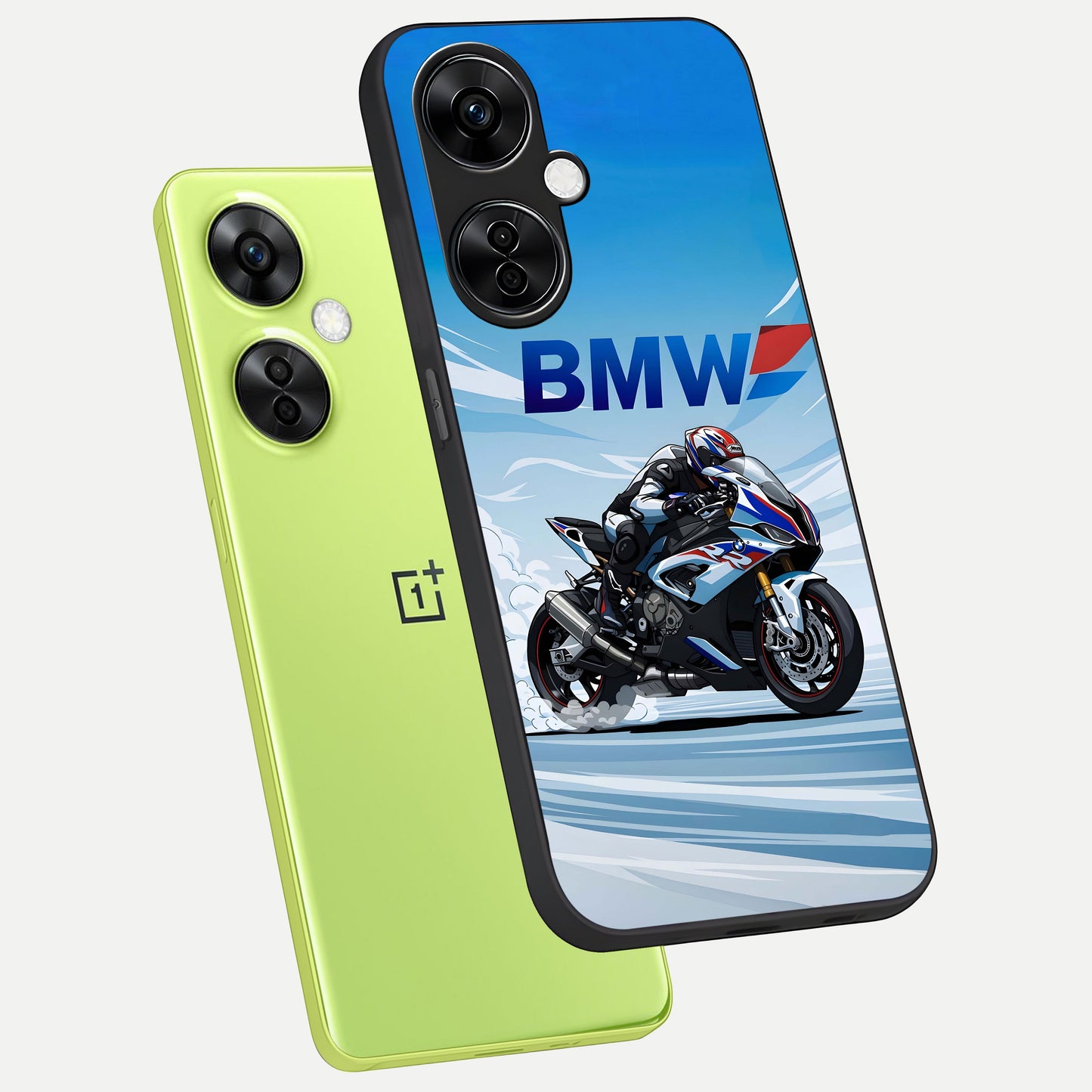  BMW Power Drift phone case For Oneplus Nord CE3 Lite showing premium glass back cover with detailed artwork