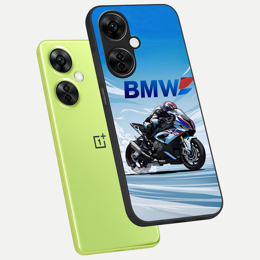  BMW Power Drift phone case For Oneplus Nord CE3 Lite showing premium glass back cover with detailed artwork