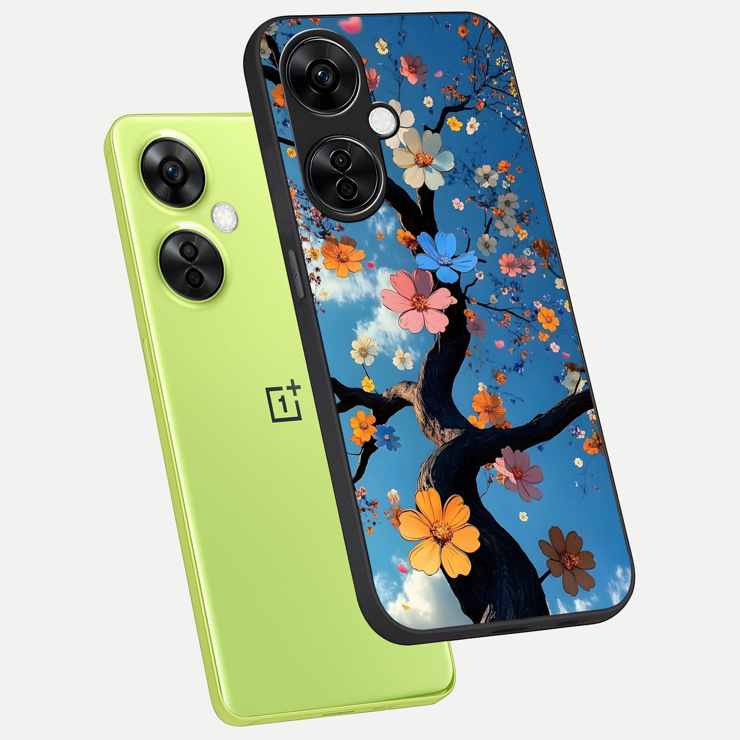  Blossom Dream Sky phone case For Oneplus Nord CE3 Lite showing premium glass back cover with detailed artwork