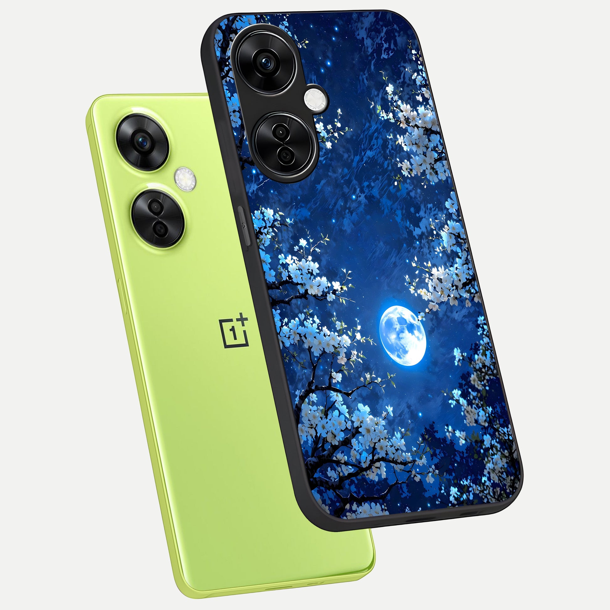  Blossom Moonlight Sky phone case For Oneplus Nord CE3 Lite showing premium glass back cover with detailed artwork