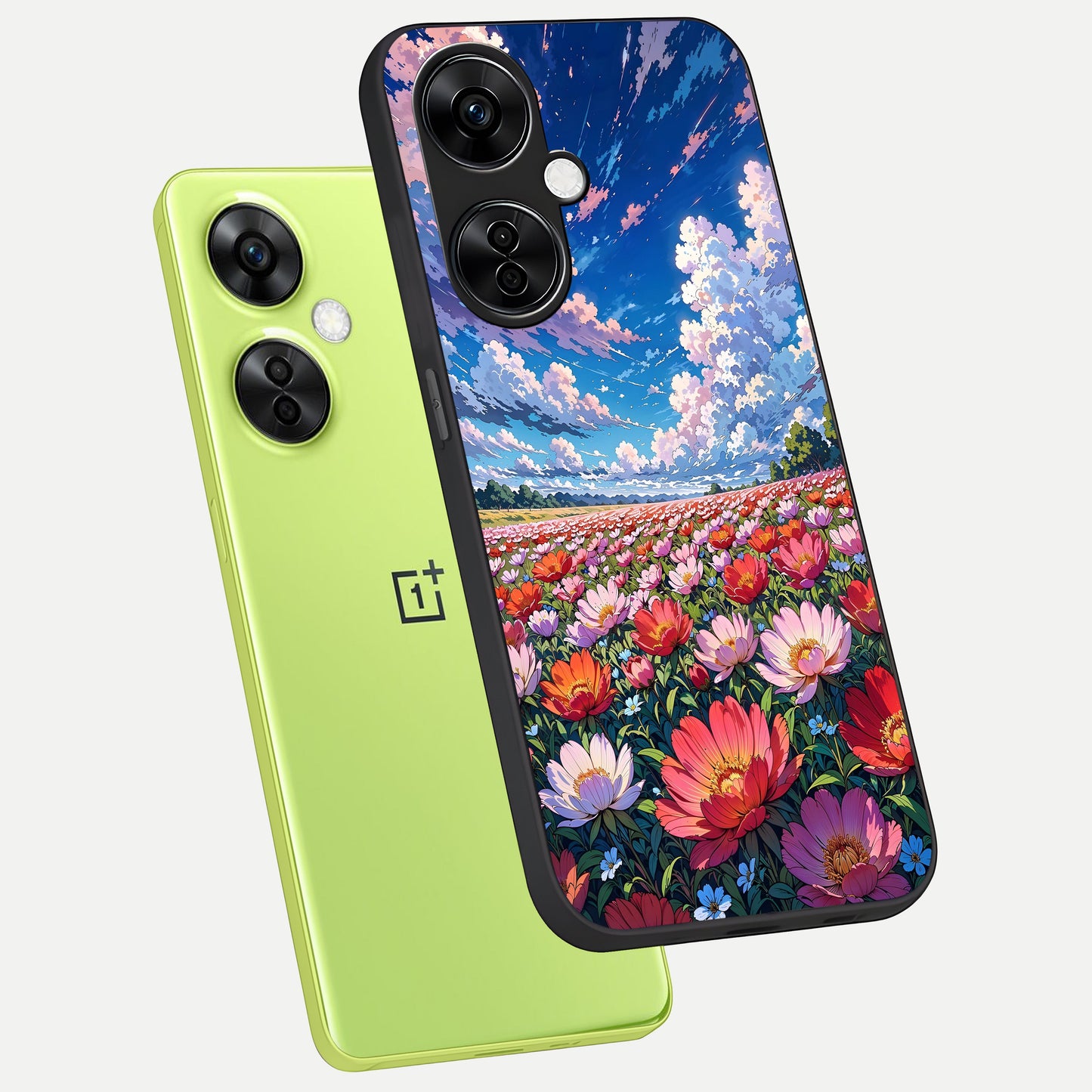  Blossom Sky Field phone case For Oneplus Nord CE3 Lite showing premium glass back cover with detailed artwork