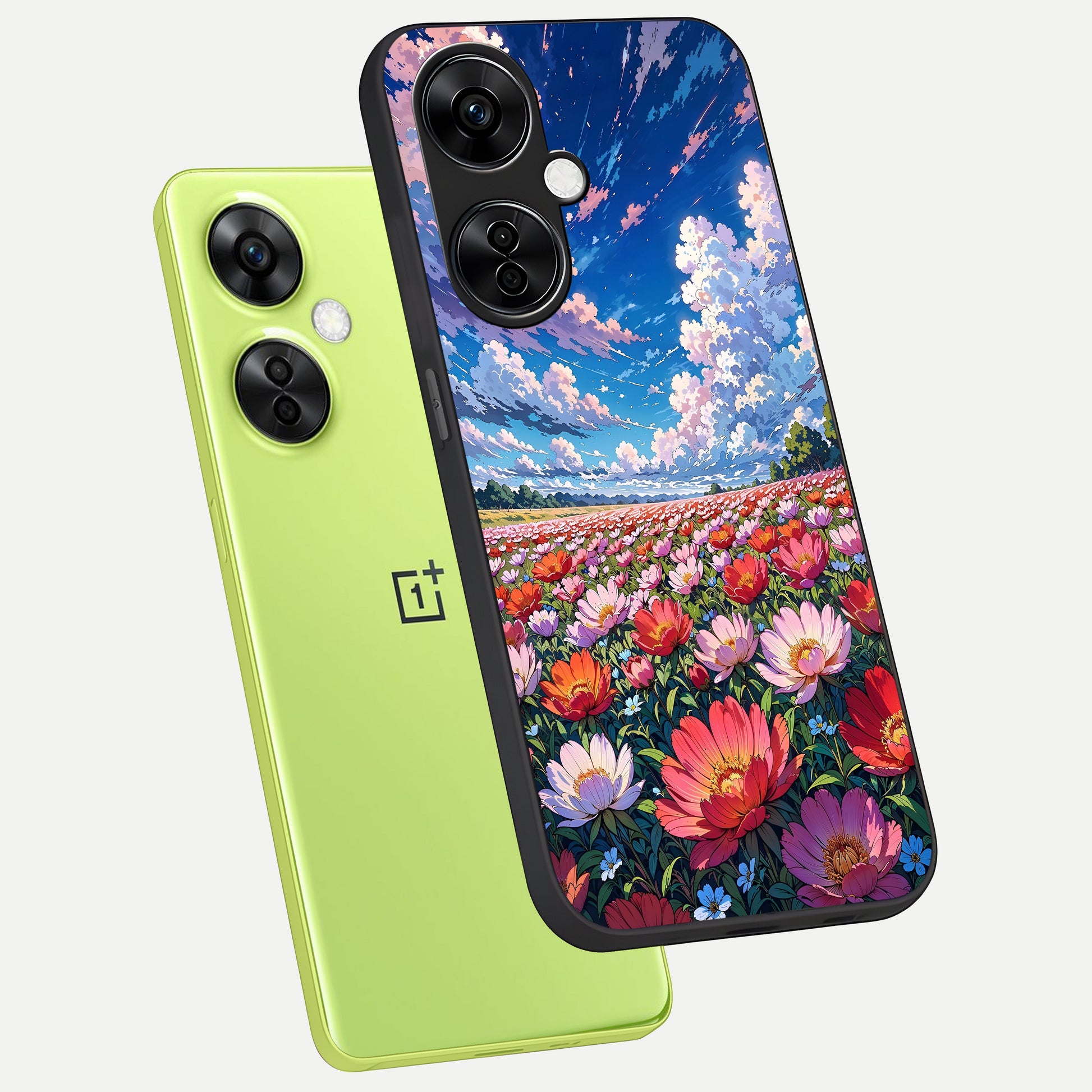  Blossom Sky Field phone case For Oneplus Nord CE3 Lite showing premium glass back cover with detailed artwork