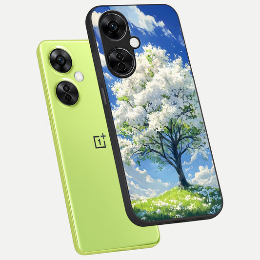  Blossom Sky Serenity phone case For Oneplus Nord CE3 Lite showing premium glass back cover with detailed artwork