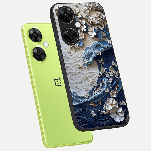  Blossom Wave Art phone case For Oneplus Nord CE3 Lite showing premium glass back cover with detailed artwork