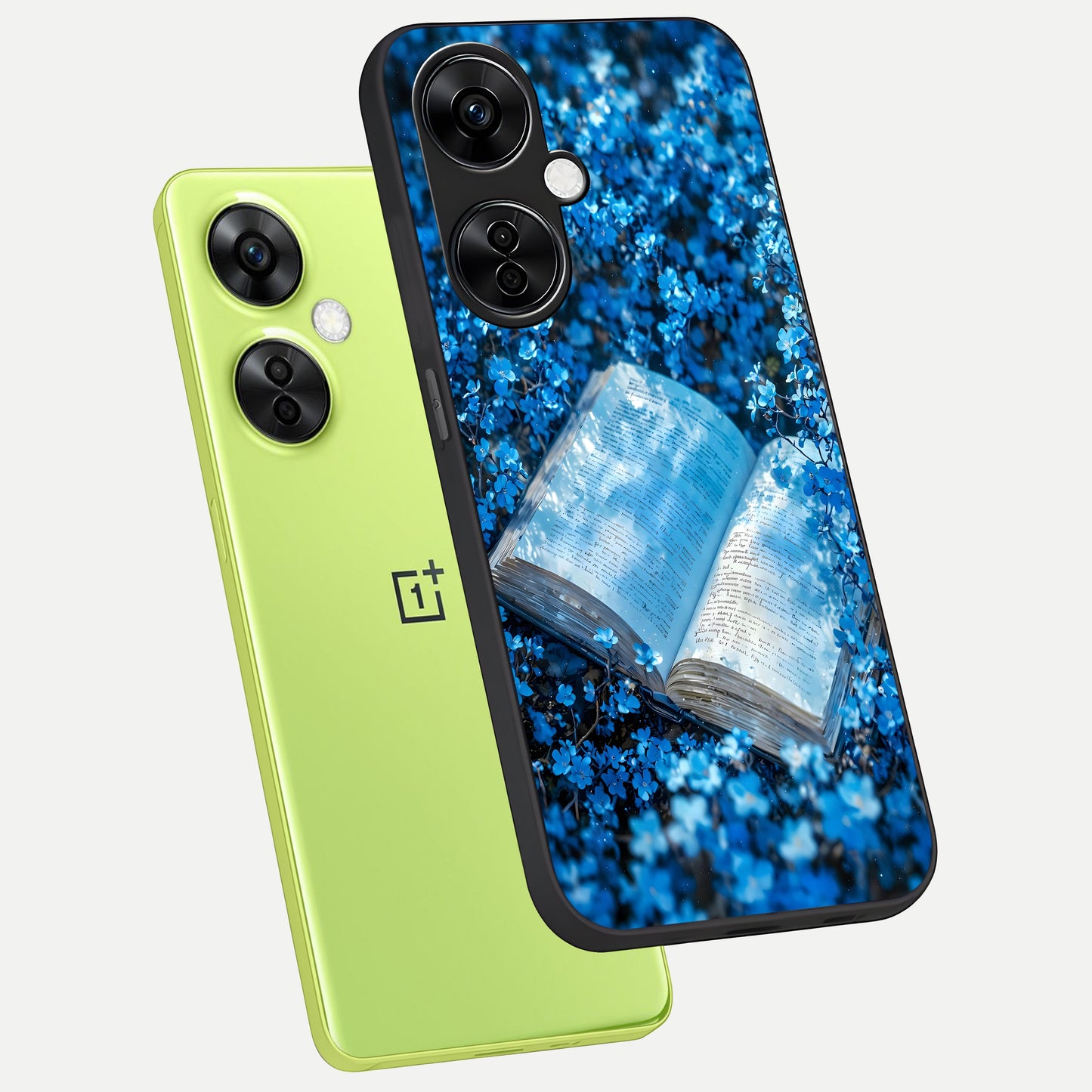  Blue Bloom Tales phone case For Oneplus Nord CE3 Lite showing premium glass back cover with detailed artwork
