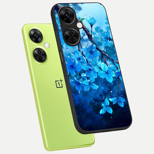  Blue Blossoms Branch phone case For Oneplus Nord CE3 Lite showing premium glass back cover with detailed artwork