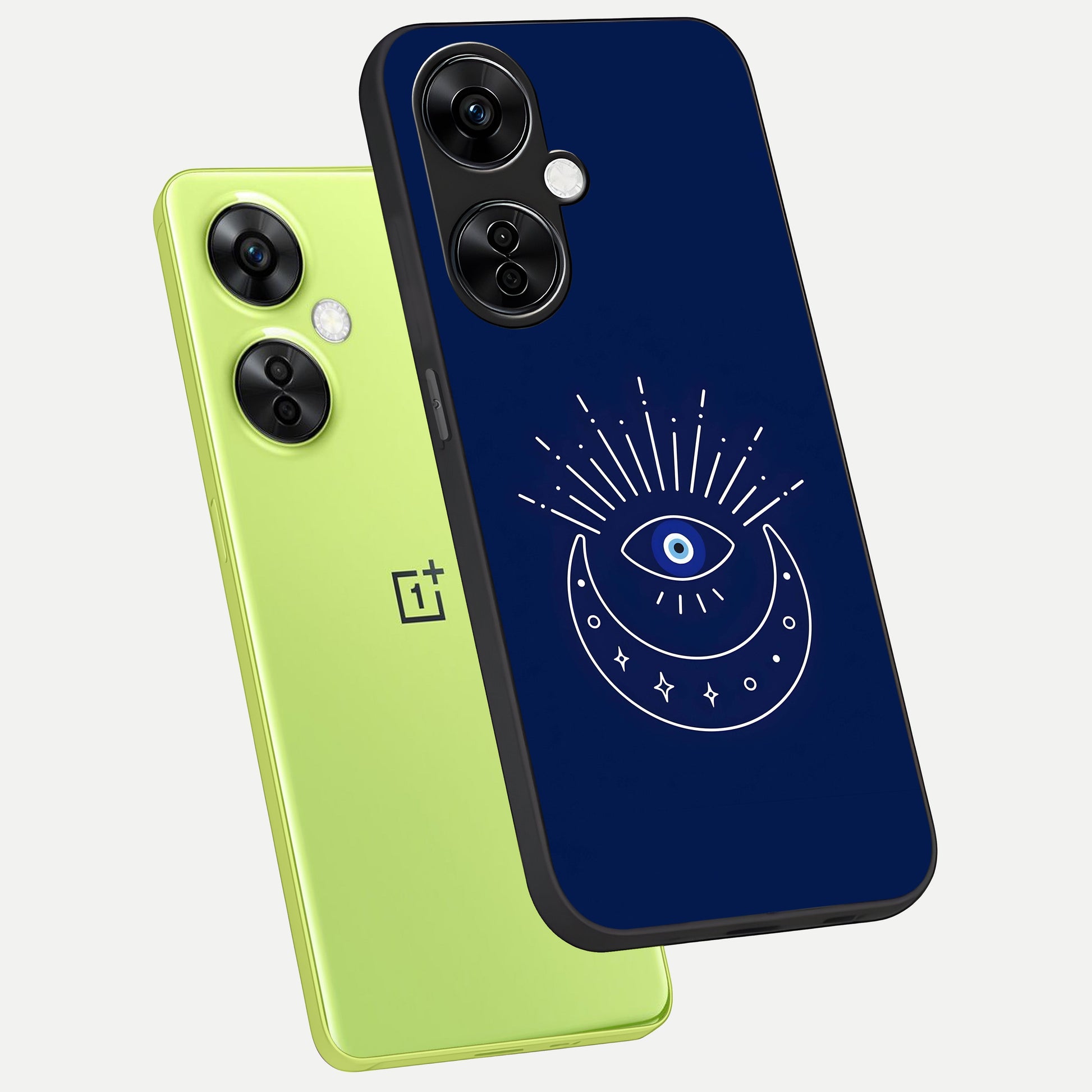  Blue Evil Eye phone case For Oneplus Nord CE3 Lite showing premium glass back cover with detailed artwork